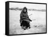 Eskimo Ice Fishing in Nome, Alaska Photograph - Nome, AK-Lantern Press-Framed Stretched Canvas