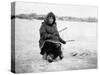 Eskimo Ice Fishing in Nome, Alaska Photograph - Nome, AK-Lantern Press-Stretched Canvas