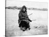 Eskimo Ice Fishing in Nome, Alaska Photograph - Nome, AK-Lantern Press-Stretched Canvas