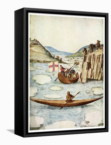 Eskimo Kayak, 1590-John White-Framed Stretched Canvas