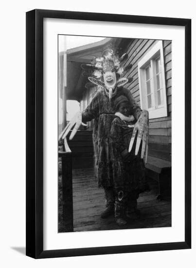 Eskimo Medicine Man and Sick Boy in Alaska Photograph - Alaska-Lantern Press-Framed Art Print