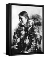 Eskimo Mother and Child in Alaska Photograph - Alaska-Lantern Press-Framed Stretched Canvas