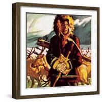 Eskimo with His Reindeer-English School-Framed Giclee Print