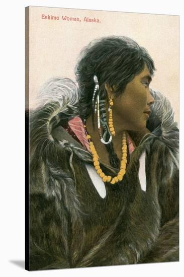 Eskimo Woman, Alaska-null-Stretched Canvas