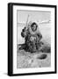 Eskimo Woman Fishing through Ice in Alaska Photograph - Alaska-Lantern Press-Framed Art Print