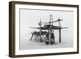 Eskimo Women and Storage Place-Lomen Brothers-Framed Art Print