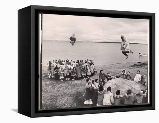 Eskimos Using Homemade Trampolines to Celebrate the End of Whaling Season-Ralph Crane-Framed Stretched Canvas