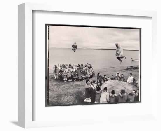 Eskimos Using Homemade Trampolines to Celebrate the End of Whaling Season-Ralph Crane-Framed Photographic Print