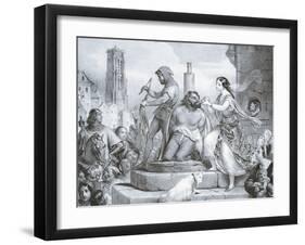 Esmeralda and Quasimodo, Illustration-Eugene Deveria-Framed Giclee Print