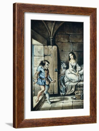 Esmeralda and Quasimodo, Watercolor by Theophile Gautier-Victor Hugo-Framed Giclee Print