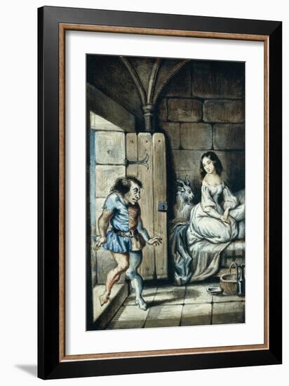 Esmeralda and Quasimodo, Watercolor by Theophile Gautier-Victor Hugo-Framed Giclee Print