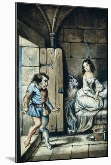 Esmeralda and Quasimodo, Watercolor by Theophile Gautier-Victor Hugo-Mounted Giclee Print