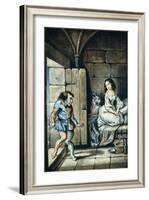 Esmeralda and Quasimodo, Watercolor by Theophile Gautier-Victor Hugo-Framed Giclee Print