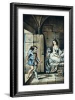 Esmeralda and Quasimodo, Watercolor by Theophile Gautier-Victor Hugo-Framed Giclee Print