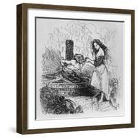 Esmeralda Giving Quasimodo a Drink, Illustration from 'The Hunchback of Notre Dame'-Tony Johannot-Framed Giclee Print