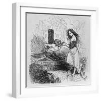 Esmeralda Giving Quasimodo a Drink, Illustration from 'The Hunchback of Notre Dame'-Tony Johannot-Framed Giclee Print