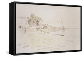 Esneh, Egypt, 1854 (Pen and Brown Ink with Watercolour over Graphite on Off-White Paper)-Edward Lear-Framed Stretched Canvas