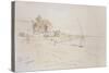 Esneh, Egypt, 1854 (Pen and Brown Ink with Watercolour over Graphite on Off-White Paper)-Edward Lear-Stretched Canvas