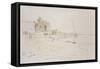 Esneh, Egypt, 1854 (Pen and Brown Ink with Watercolour over Graphite on Off-White Paper)-Edward Lear-Framed Stretched Canvas