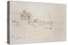 Esneh, Egypt, 1854 (Pen and Brown Ink with Watercolour over Graphite on Off-White Paper)-Edward Lear-Stretched Canvas