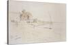 Esneh, Egypt, 1854 (Pen and Brown Ink with Watercolour over Graphite on Off-White Paper)-Edward Lear-Stretched Canvas