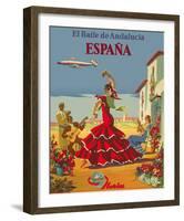 España (Spain)- Iberia Air Lines of Spain - Flamenco Dancers-Pacifica Island Art, Inc^-Framed Giclee Print