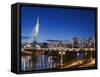 Esplanade Riel Pedestrian Bridge, Winnipeg, Manitoba, Canada-Walter Bibikow-Framed Stretched Canvas