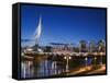 Esplanade Riel Pedestrian Bridge, Winnipeg, Manitoba, Canada-Walter Bibikow-Framed Stretched Canvas