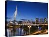 Esplanade Riel Pedestrian Bridge, Winnipeg, Manitoba, Canada-Walter Bibikow-Stretched Canvas