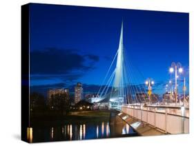 Esplanade Riel Pedestrian Bridge, Winnipeg, Manitoba-Walter Bibikow-Stretched Canvas