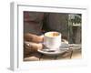 Espresso Coffee Cup and Glass of Perrier Water on Cafe Table, Toulon, Var, Cote d'Azur, France-Per Karlsson-Framed Photographic Print