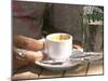 Espresso Coffee Cup and Glass of Perrier Water on Cafe Table, Toulon, Var, Cote d'Azur, France-Per Karlsson-Mounted Photographic Print