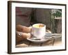 Espresso Coffee Cup and Glass of Perrier Water on Cafe Table, Toulon, Var, Cote d'Azur, France-Per Karlsson-Framed Photographic Print