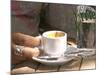 Espresso Coffee Cup and Glass of Perrier Water on Cafe Table, Toulon, Var, Cote d'Azur, France-Per Karlsson-Mounted Photographic Print