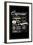 Espresso Freshly Brewed (black)-Lantern Press-Framed Art Print