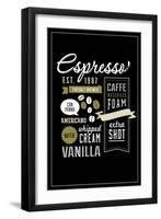 Espresso Freshly Brewed (black)-Lantern Press-Framed Art Print