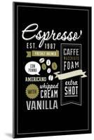 Espresso Freshly Brewed (black)-Lantern Press-Mounted Art Print