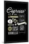 Espresso Freshly Brewed (black)-Lantern Press-Mounted Art Print