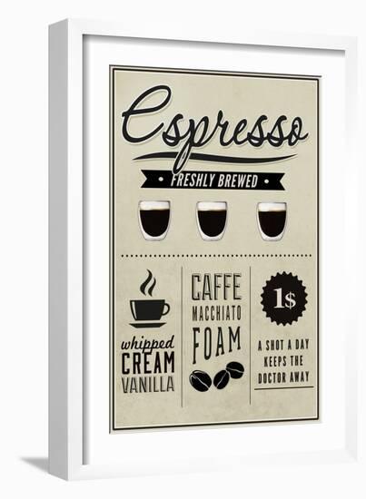 Espresso Freshly Brewed (cream)-Lantern Press-Framed Art Print