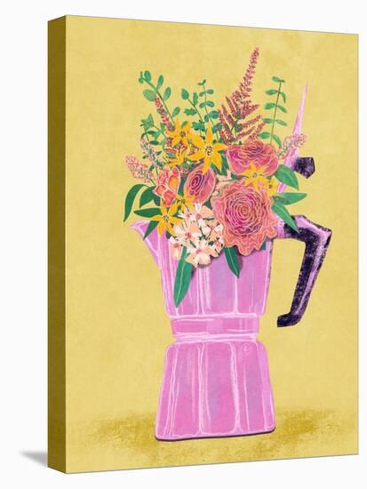 Espresso Maker with Flowers-Raissa Oltmanns-Stretched Canvas