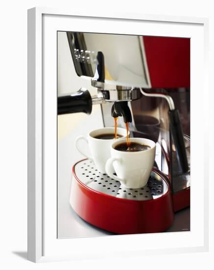 Espresso Running into Espresso Cups-Gerrit Buntrock-Framed Photographic Print