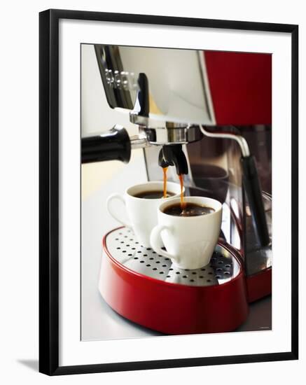 Espresso Running into Espresso Cups-Gerrit Buntrock-Framed Photographic Print