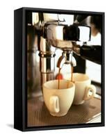 Espresso Running out of Espresso Machine into Two Cups-Stefan Braun-Framed Stretched Canvas