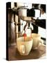 Espresso Running out of Espresso Machine into Two Cups-Stefan Braun-Stretched Canvas