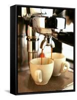 Espresso Running out of Espresso Machine into Two Cups-Stefan Braun-Framed Stretched Canvas