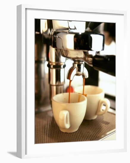 Espresso Running out of Espresso Machine into Two Cups-Stefan Braun-Framed Photographic Print