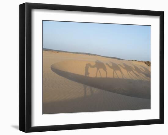 Essaouira Beach Camel Shadows, Morocco, North Africa, Africa-Charles Bowman-Framed Photographic Print