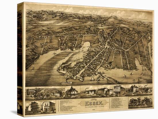 Essex, Connecticut - Panoramic Map-Lantern Press-Stretched Canvas