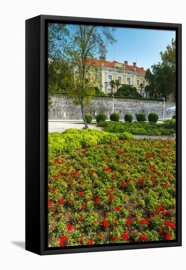 Estate and Flowers on the Promenade, Old Town Zadar, Dalmatian Coast, Croatia-Russ Bishop-Framed Stretched Canvas