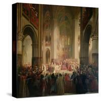 Estates General of Paris Meeting in Notre-Dame after the Death of Charles IV (1295-1328)-Jean Alaux-Stretched Canvas